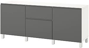 Comoda IKEA Besta/Vasterviken/Stubbarp glisiera sertar cu sistem apasare 180x42x74 Alb/Gri inchis