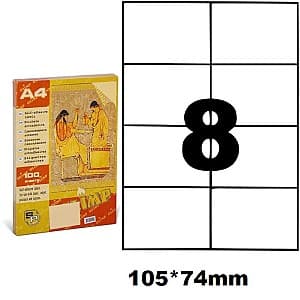 Eticheta autoadezive A4 Olimp 100 file, 8 pe 1 filă, 105x74 mm, 0057