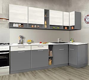 Set mobila bucatarie Modern Monro 2.6m (Slate Gray/Craft Oak White)