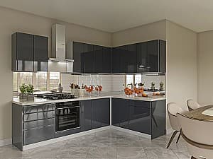 Set mobila bucatarie Confort-NV Royal Gloss 2.6x1.7 m Graphite Grey