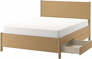 Кровать IKEA Tonstad с 4 ящиками 140x200 Дубовый шпон