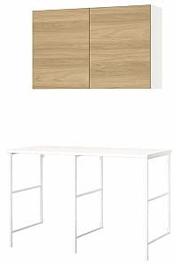 Set de mobila de baie IKEA Enhet 139x63.5x90.5 Alb/Aspect Stejar