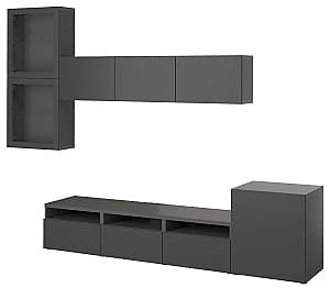 Living IKEA Besta usi sticla/sină sertar închidere lină 300x42x211 Gri Inchis Lappviken/Sindvik Gri Inchis