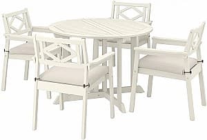 Set mobila de gradina IKEA Bondholmen/Froson/Duvholmen 4 scaune/cu cotiere 108cm Alb-Bej/Bej