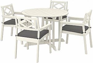 Set mobila de gradina IKEA Bondholmen/Froson/Duvholmen 4 scaune/cu cotiere 108cm Alb-Bej/Gri Inchis