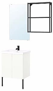 Set de mobila de baie IKEA Enhet/Tvallen/Saljen cu usi 64x43x87 Antracit/Alb