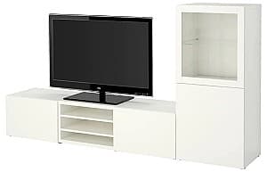 Living IKEA Besta usi sticla 240x42x129 Alb/Lappviken Alb