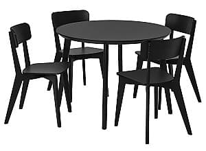 Set de masa si scaune IKEA Lisabo 105cm 1+4 Negru