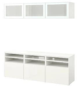 Стенка IKEA Besta нажимные направляющие 180x42x192 Белый/Сельсвикен Глянцевый