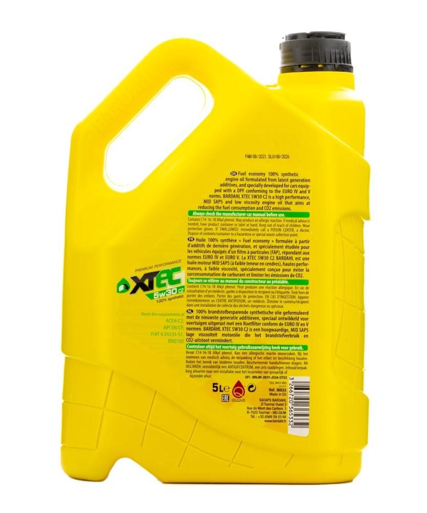 Моторное масло BARDAHL 5W30 XTEC C2 5Л  FIAT