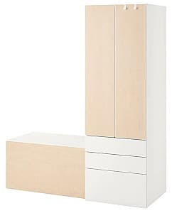 Детский шкаф IKEA Smastad/Platsa со скамьей 150x57x181 Белый/Береза