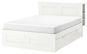 Pat IKEA Brimnes cu depozitare/tablie 180x200 Alb