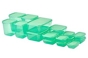 Set de recipiente alimentare IKEA Pruta 17buc. (Verde)