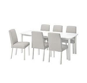Set de masa si scaune IKEA Strandtorp/Bergmund White/Orrsta Gray (6 scaune)