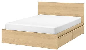 Pat IKEA Malm 2 cutii depozitare 140х200 Stejar Alb