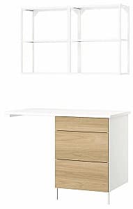 Set de mobila de baie IKEA Enhet 121.5x63.5x222 Alb/Aspect Stejar