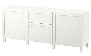 Комод IKEA Besta дверцы/ящики/плавно-закрывающиеся направляющие 180x42x74 Белый/Ханвикен/Стуббарп Белый