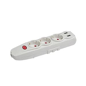 Сетевой фильтр Elmos 3 гнезда + 2 USB без кабеля 16 A
