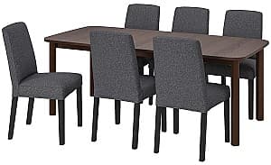 Set de masa si scaune IKEA Strandtorp/Bergmund/Gunnared 150/205/260cm 1+6 Maro/Gri mediu