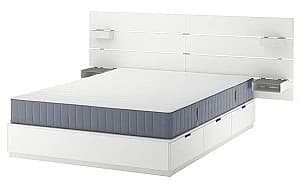 Pat IKEA Nordli cu tablie Valevag 160x200 Alb/Extra Ferma