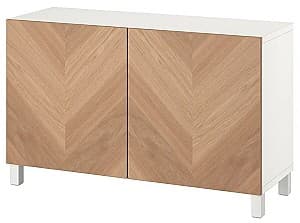 Comoda IKEA Besta 120x42x74 Alb/Hedeviken/Stubbarp Furnir Stejar