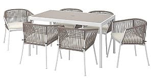Set mobila de gradina IKEA Segeron/Froson/Duvholmen 1+6+brate 147cm Alb/Bej