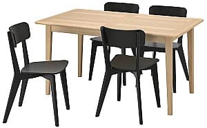 Set de masa si scaune IKEA Skansnas/Lisabo 150/205cm 1+4 Fag deschis/Negru