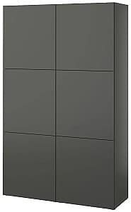 Шкаф IKEA Lappviken плавно-закрывающиеся петли 120x42x193 Темно-серый