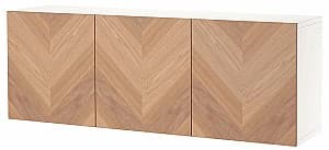 Comoda IKEA Besta/Hedeviken 180x42x64 Alb/Furnir Stejar