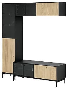 Living IKEA Boastad furnir 163x42x185 Negru/Stejar