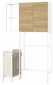 Dulap de baie IKEA Enhet 120x32x204 Alb/Aspect Stejar