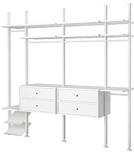 Etajera IKEA Elvarli 4 sectiuni/4 sertare 262x51x222-350 Alb