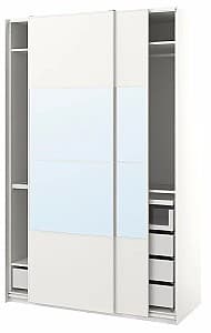 Шкаф-купе IKEA Pax/Mehamn/Auli полки/штанга/ящики/зеркало 150x66x236 Белый