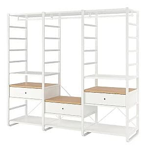 Etajera IKEA Elvarli 3 sectiuni 245x55x216 Alb/Bambus