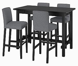 Set de masa si scaune IKEA Nordviken/Bergmund/Gunnared 75cm 1+4 Negru/Gri mediu