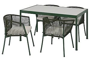 Набор садовой мебели IKEA Segeron/Froson/Duvholmen 1+4+brate 147cm Темно-зеленый/Бежевый