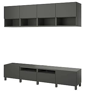 Стенка IKEA Besta/Lappviken/Stubbarp плавно-закрывающиеся направляющие 240x42x230см Темно-серый