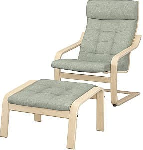 Fotoliu IKEA Poang Furnir Mesteacăn/Gunnared Verde Deschis
