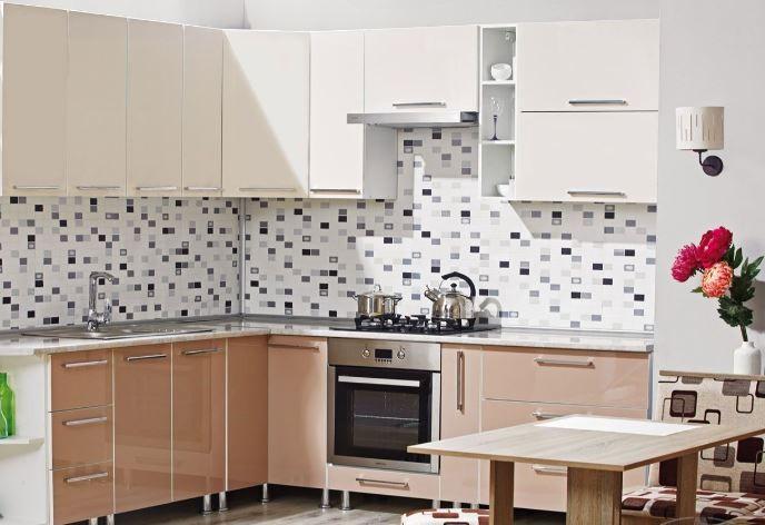 Set mobila bucatarie Ambianta Perla Creme/Cappuccino (2.1x2.5 m)