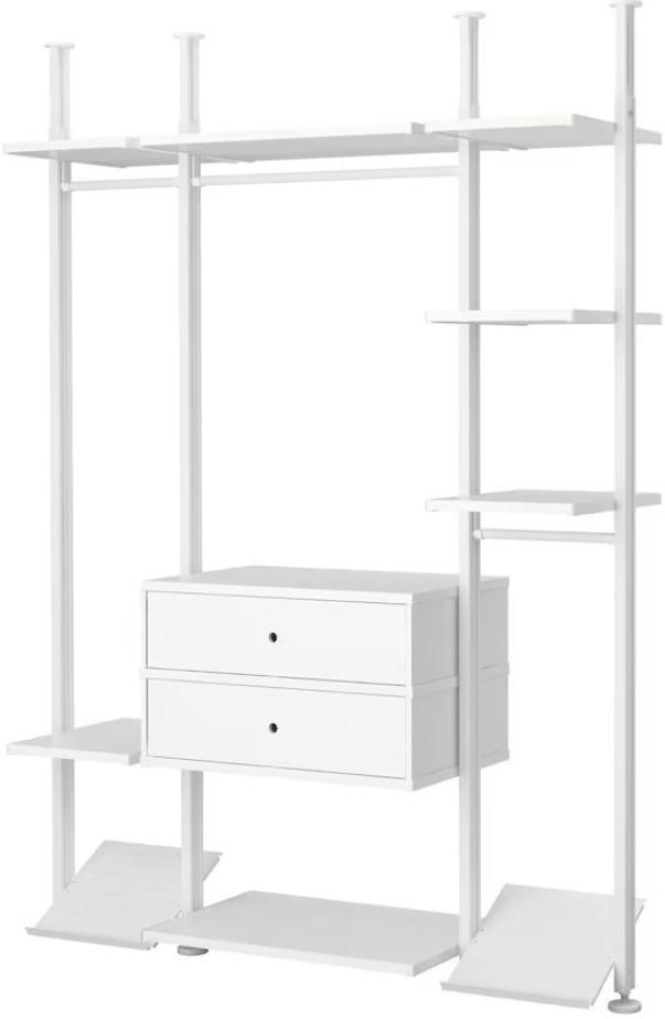 Etajera IKEA Elvarli 3 sectiuni/2 sertare 178x51x222-350 Alb