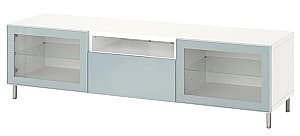 Тумба под телевизор IKEA Besta нажимные направляющие 180x42x48 Белый Глассвик/Сельсвикен/Осарп Светло-серо-голубой