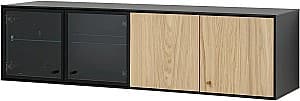 Raft de perete IKEA Boastad usi/usi sticla 121x32x32 Negru/Furnir Stejar