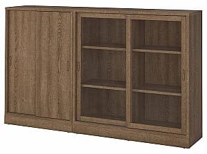 Dulap cu vitrina IKEA Tonstad usi glisante/sticla transparenta/furnir 202х37х120 Stejar Maro