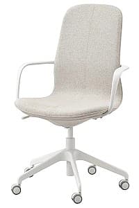 Fotoliu de birou IKEA Langfjall cu brate/spatar inalt (Gunnared Bej/Alb)