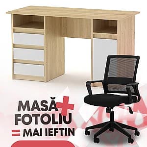 Masa de birou KompaniT Decan-2 stejar Combi + Fotoliu Waltz OC-833