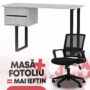 Masa de birou KompaniT Loft-3 Atelie Deschis (Gri) + Fotoliu Waltz OC-833