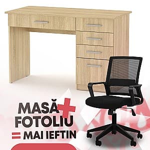 Masa de birou KompaniT Student Stejar Sonoma + Fotoliu Waltz OC-833