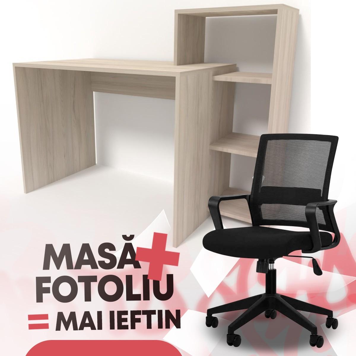 Masa de birou Smartex M2 120 Stejar Deschis + Fotoliu Waltz OC-833