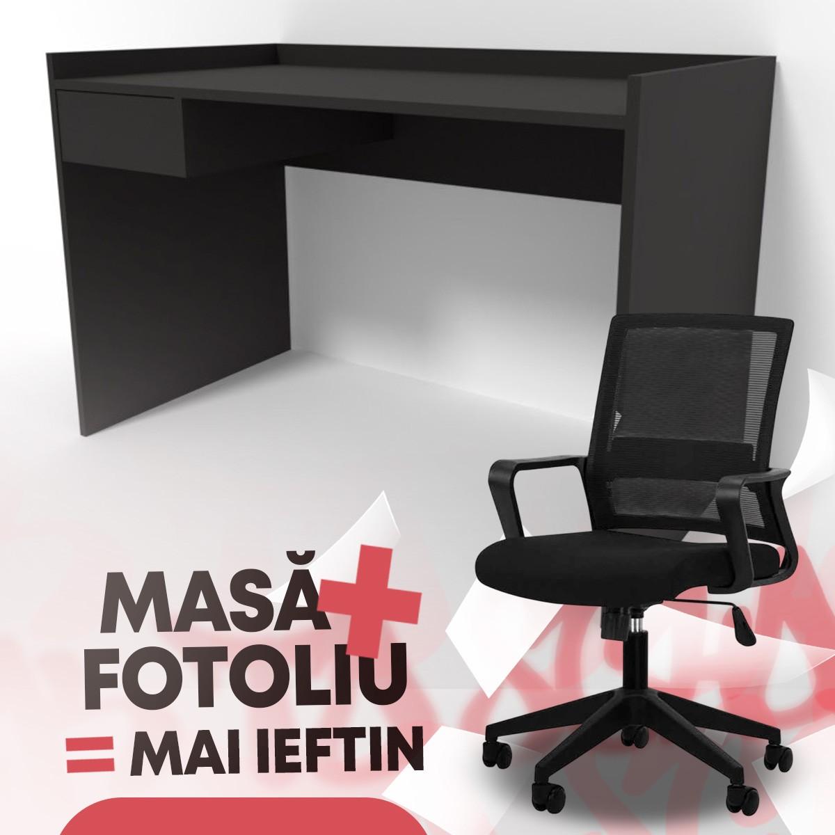 Masa de birou Smartex M3 120 Negru + Fotoliu Waltz OC-833