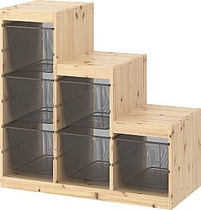 Comoda copii IKEA Trofast 6 cosuri 94x44x91 Pin Vopsit Alb/Gri Inchis